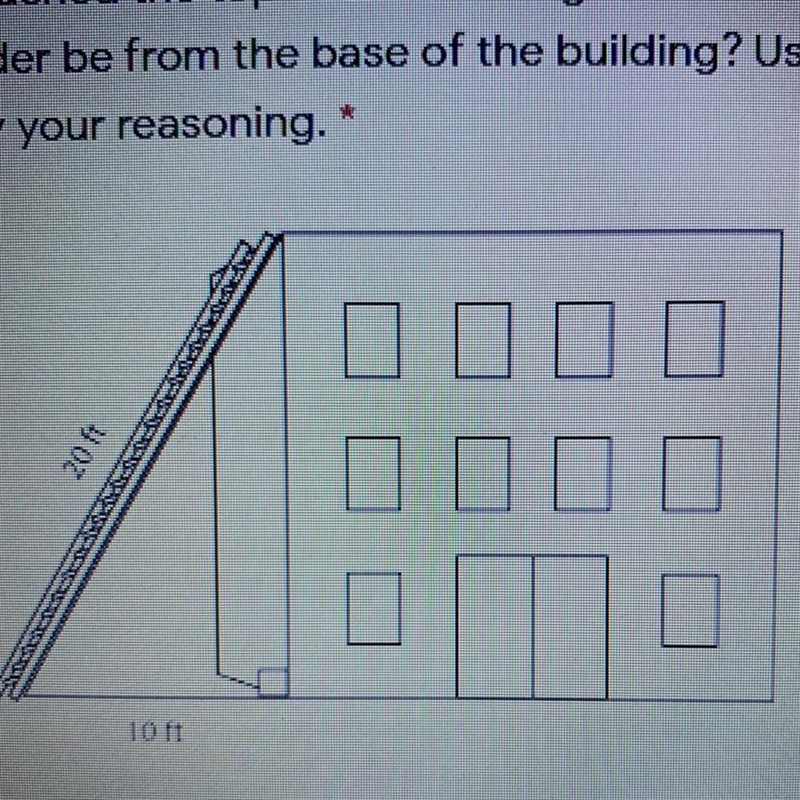 2 points 6. The drawing below shows a ladder leaning against a building. Part B: Suppose-example-1