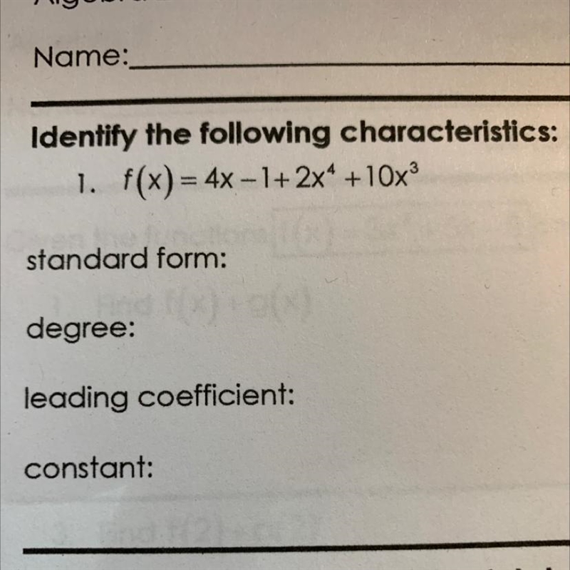 Identify the following characteristics.-example-1