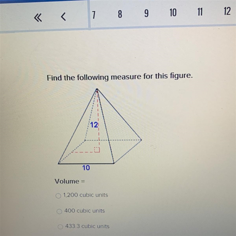 Find the following measure for this figure. Volume =-example-1