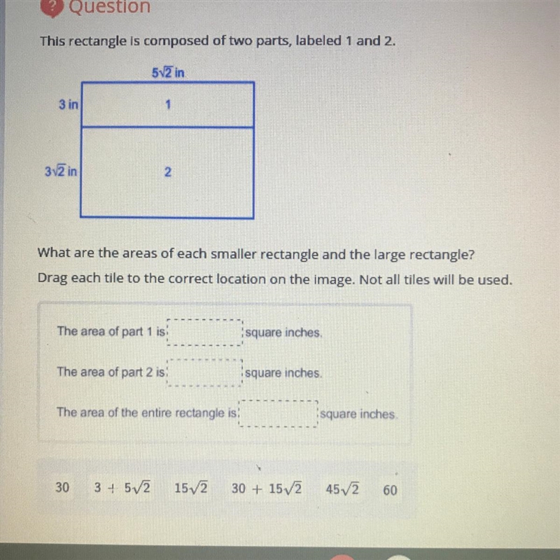 What are the areas of each smaller rectangle and the large rectangle?-example-1