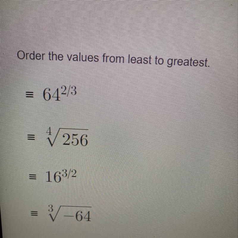 Order the values from least to greatest-example-1