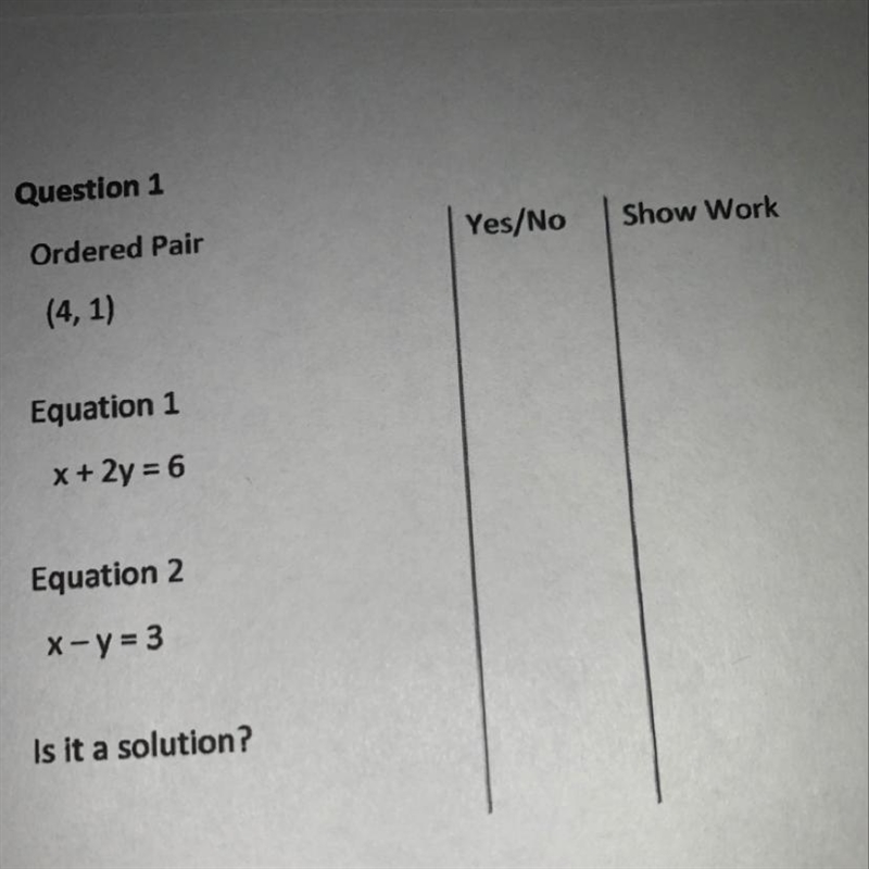 Find whether the ordered pair giving is solution to both liner equations. Insert the-example-1