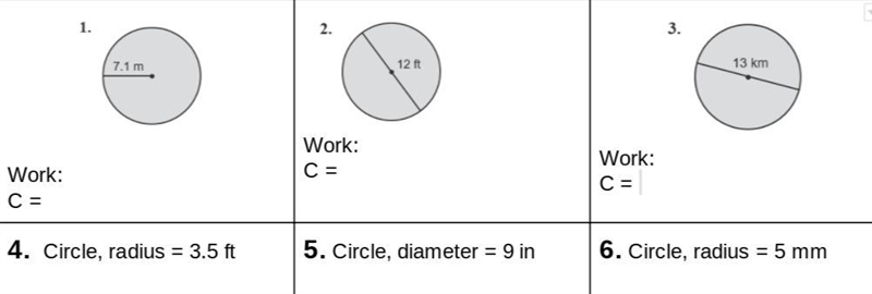 Find the circumference of each circle, use 3.14 for . Include units and round to the-example-1