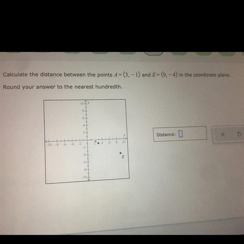 Calculate the distance between the points!-example-1