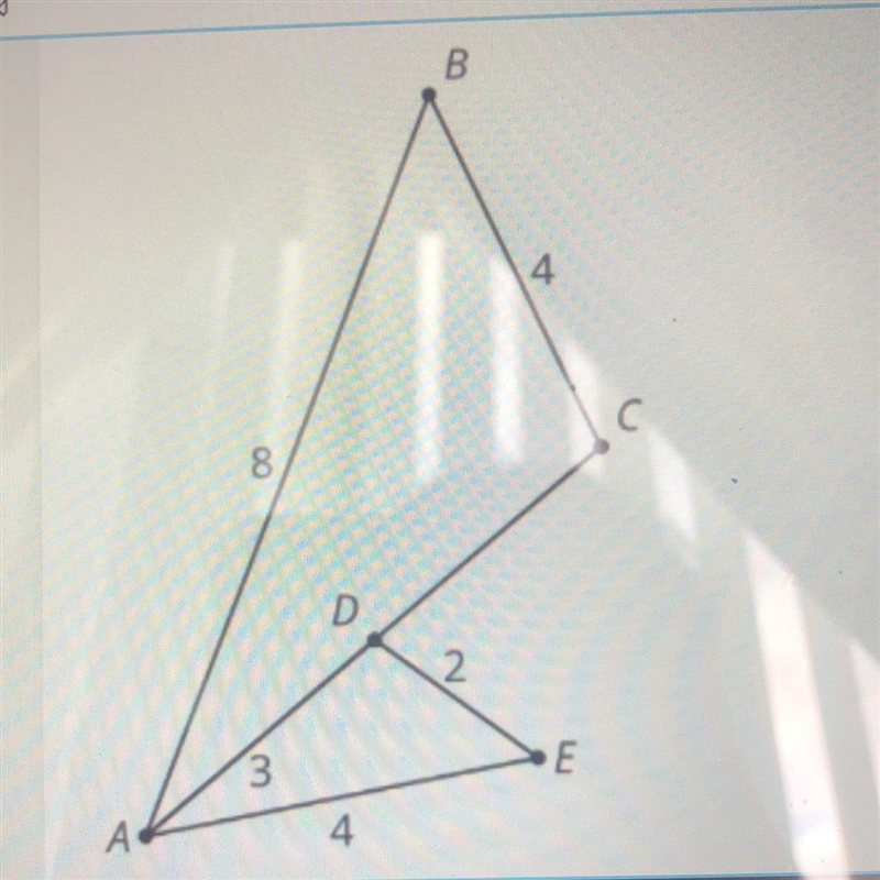 What is the scale factor from ABC to AED?-example-1