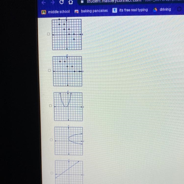 Select all graphs that represent functions-example-1