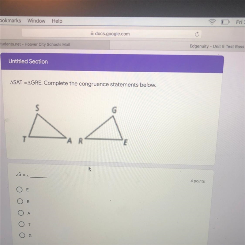 SAT = GRE. Complete the congruence statement below.-example-1