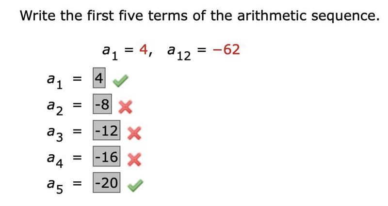 Write the first five terms of the arithmetic sequence.-example-1