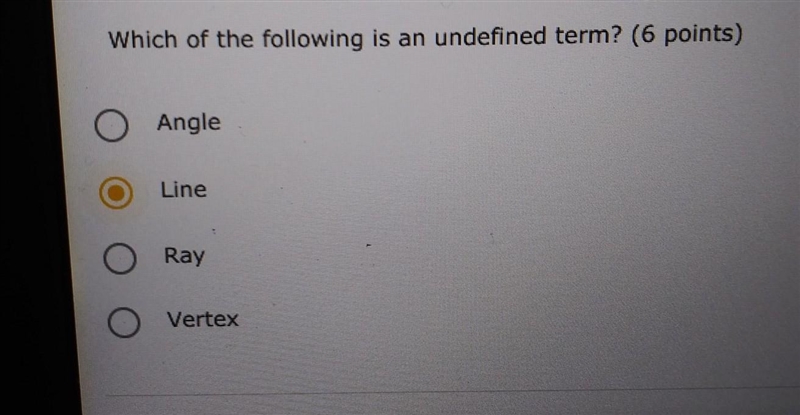 Which of the following is an undefined term?​-example-1