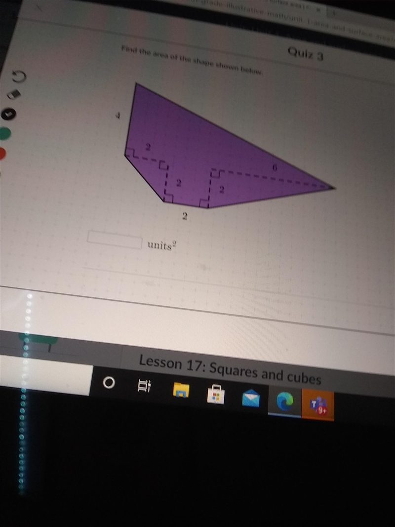 Find the area of the shape shown below plsss hurry I only have limited time-example-1