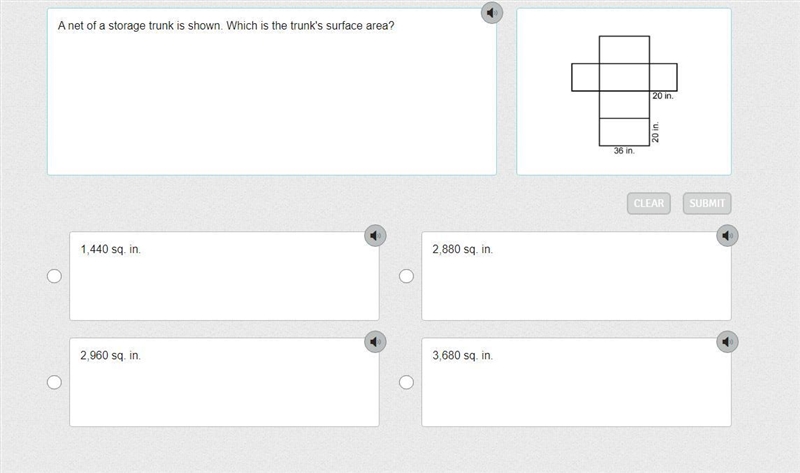 A net of a storage trunk is shown. Which is the trunk's surface area?-example-1