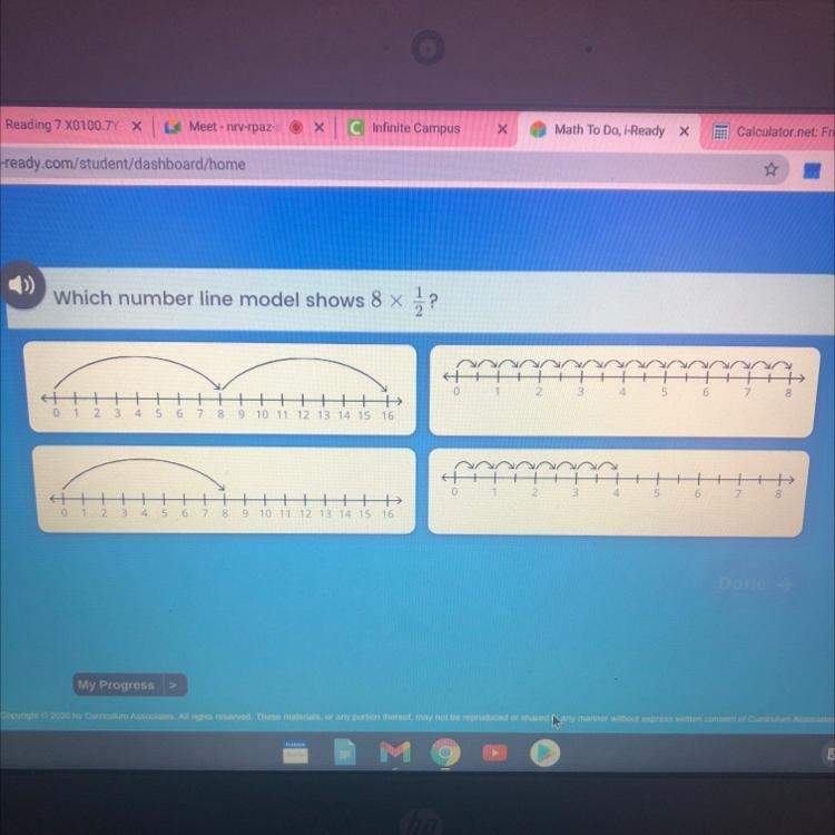 Which number line model shows 8 x 1?-example-1