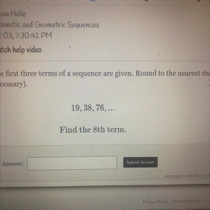 19,38,76 find the 8th term please HELPPPPPP-example-1