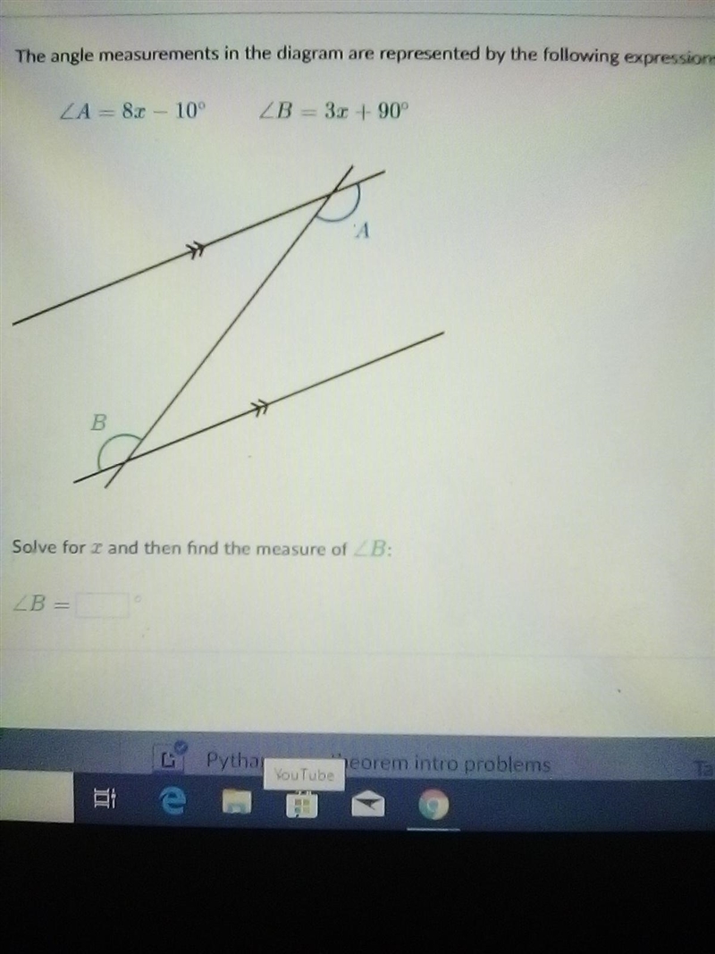 Solve for x and then find the measure of-example-1