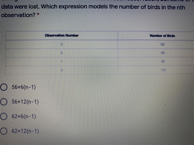 a group of biologists counted the number of birds in migration patterns. The number-example-1