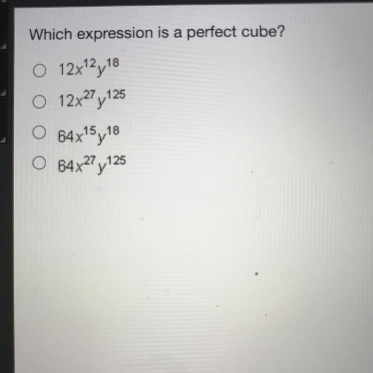 Which expression is a perfect cube?-example-1