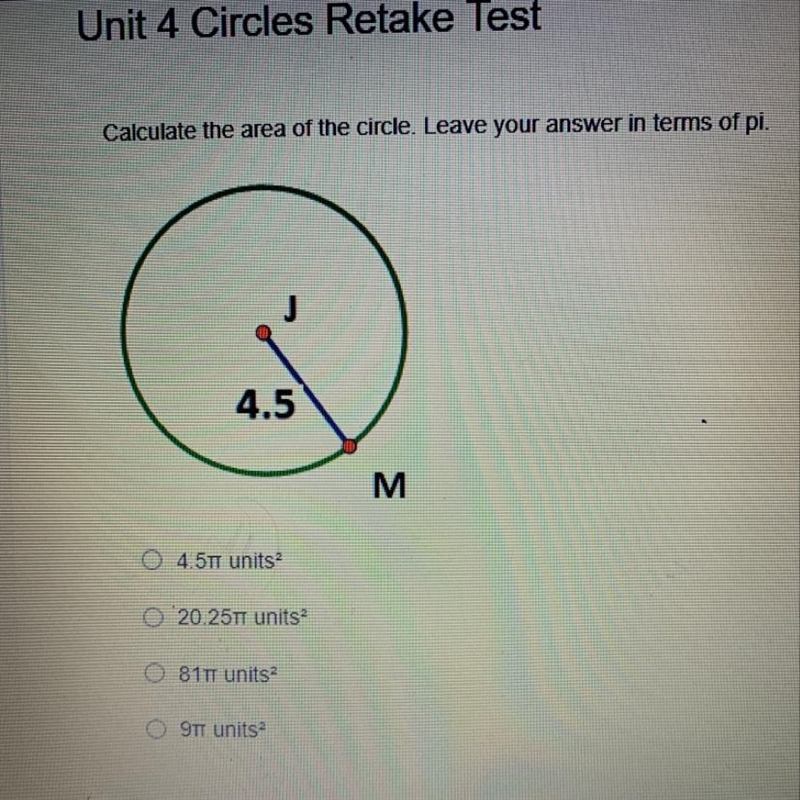 Calculate the area of the circle with a radios of 4.5-example-1