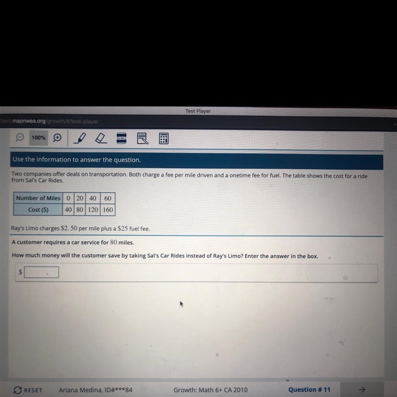 A customer requires a car service for 80 miles, How much money will the customer save-example-1