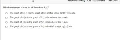 Which statement is true for all functions f(x) 1. the graph of f(x) + k is the graph-example-1