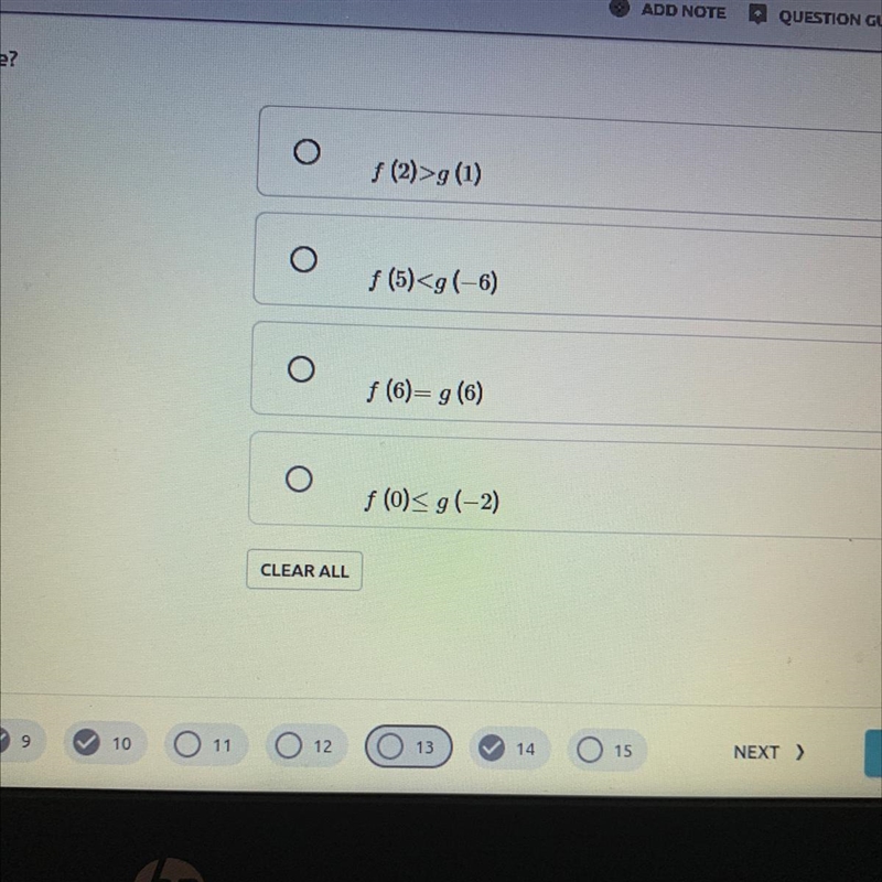 IF f(x) 3x+5 and g(x) 2x+1 which statement is true-example-1