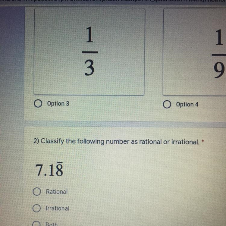 7 2) Classify the following number as rational or irrational. * 7.13-example-1