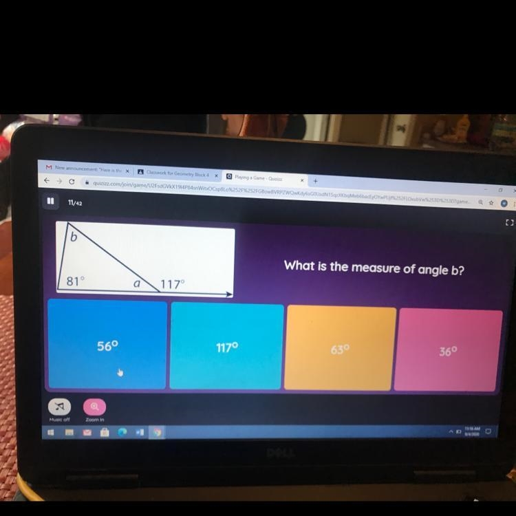 What is the measure of angle b-example-1