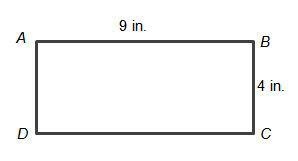 Which equation can be used to find the area of the rectangle? A. A=9+4 B. A=1/2 (9)(4) C-example-1