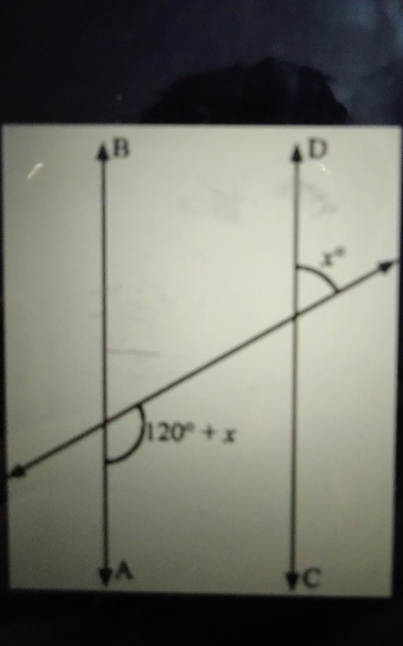 If ab parallel to CD then the value of x is find the attached image ​-example-1