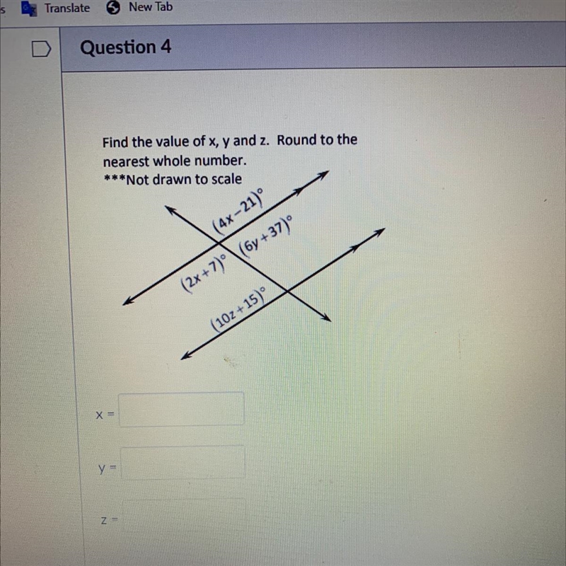 Find the value of x, y and z. Round to the nearest whole number.-example-1