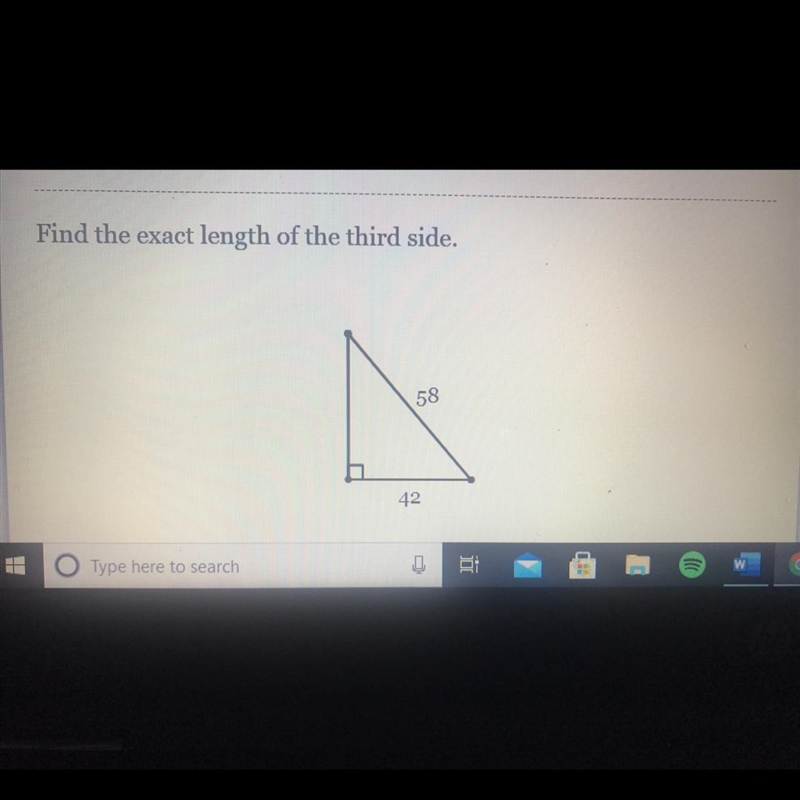 What is the length of the third side of 58 & 42-example-1