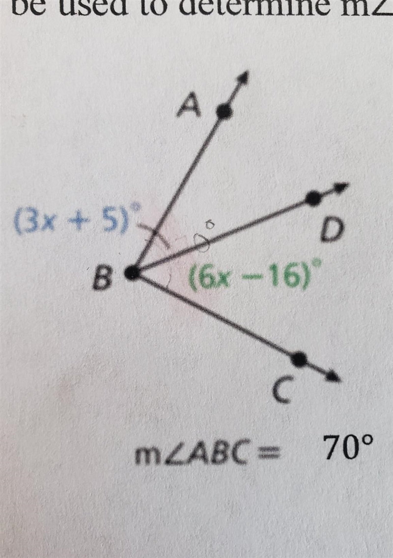 Please Help Me For the figure below m<ABC = 70°. Which theorem or postulate can-example-1