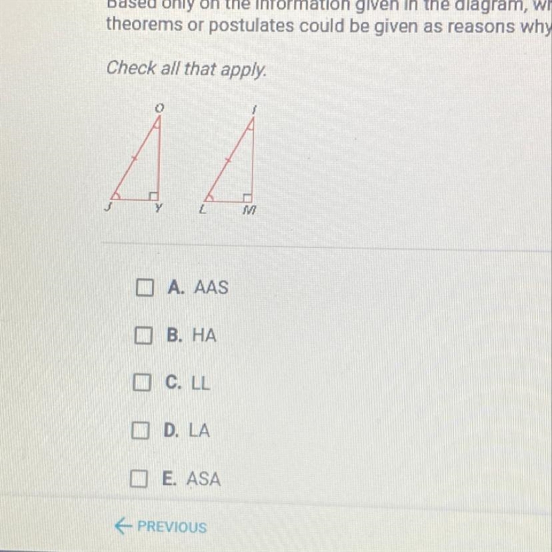 Based only on the information given in the diagram, which congruence theorems or postulates-example-1