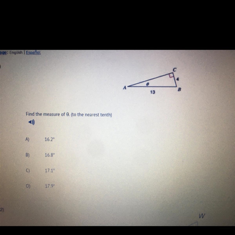 Someone help me please Find the measure of 0 (to the nearest tenth)-example-1