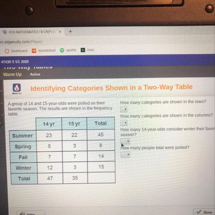 How many categories are shown in the rows?-example-1