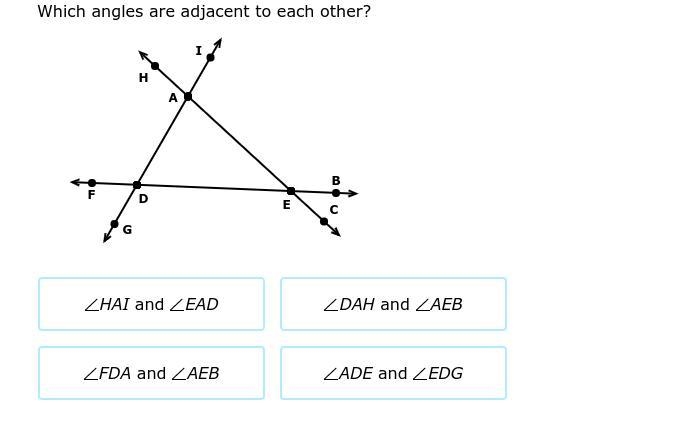 Which angles are adjacent to each other?-example-1