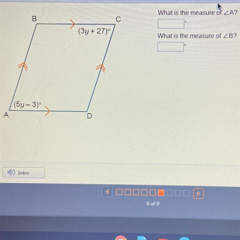 What is the measure of angle a? what is the measure of angle b?-example-1