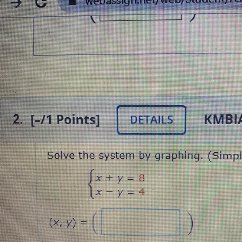 Solve the system by graphing (Simplify your answer completely.) Will someone please-example-1