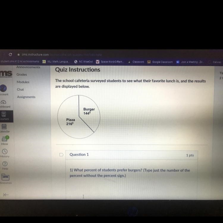 What percent of students prefer burgers?-example-1