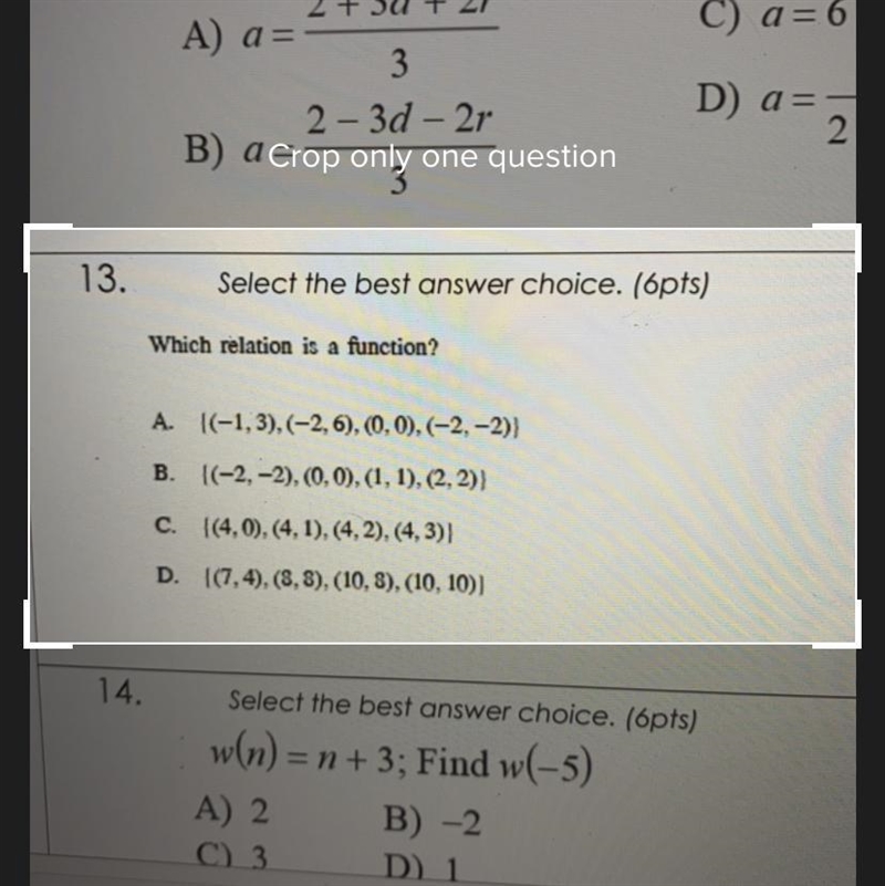 PLEASE HELP ME THIS IS DUE IN 20 minutes !!! Which relation is a function?-example-1