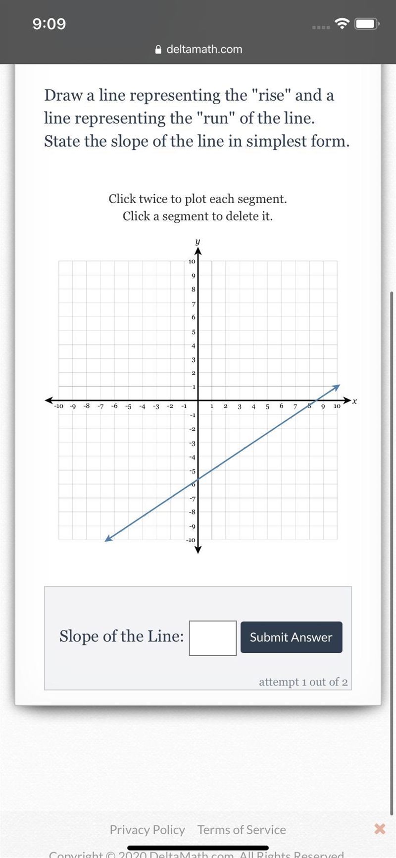 Draw a line representing the "rise" and a line representing the "run-example-1