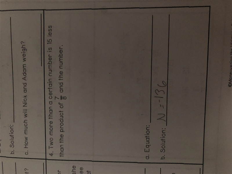 What’s the equation of “two more than a certain number is 15 less than the product-example-1