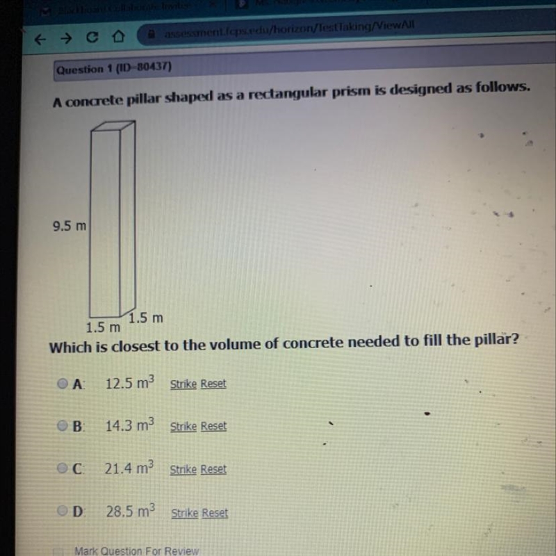 Which is the closet to the volume of the concrete needed to fill the pillar?-example-1