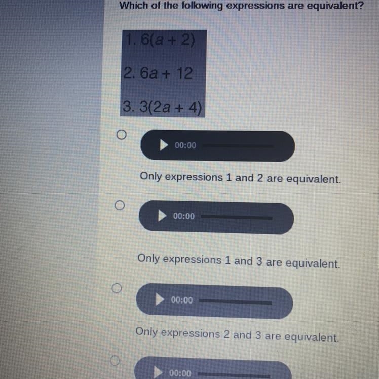 Which of the following expressions are equivalent?-example-1