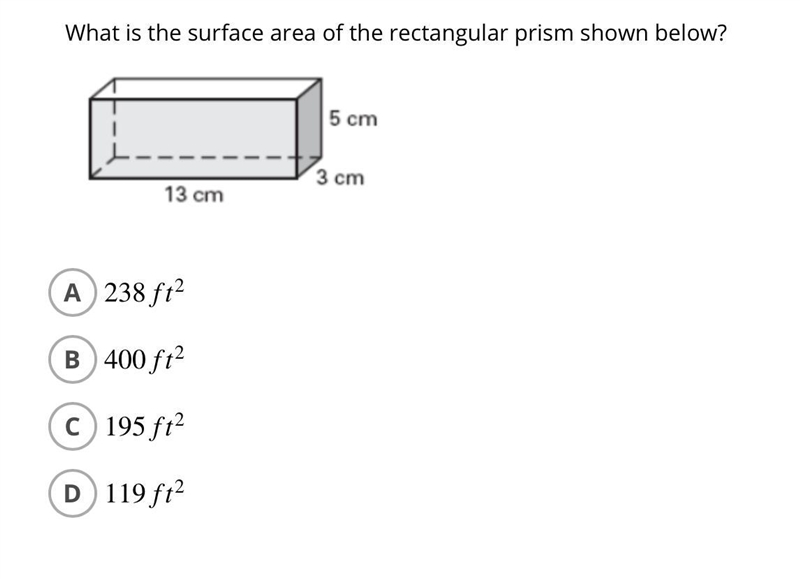 What is the surface area of the rectangular prism shown below? ​-example-1