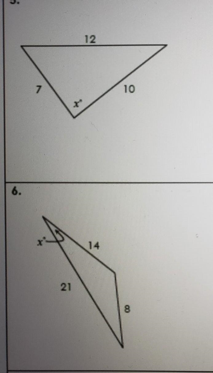 Use the law of cosines to find each missing angle. Round to the nearest angle.​-example-1