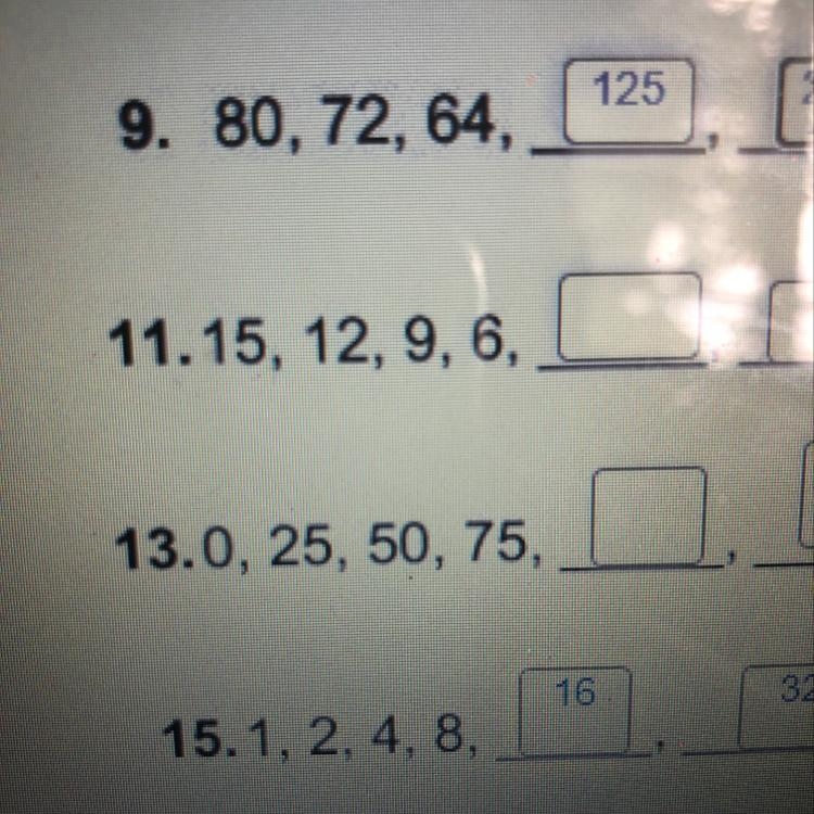 What is the sequence of 15,12,9,6-example-1