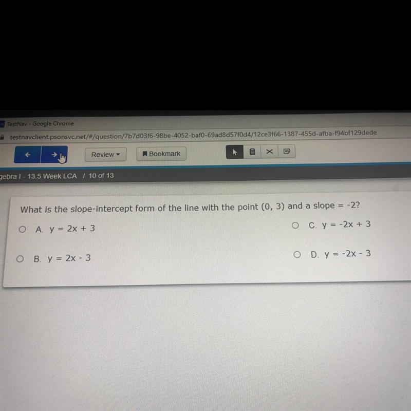 What is the slope-intercept form of a line that contains the point (0,3) and a slope-example-1