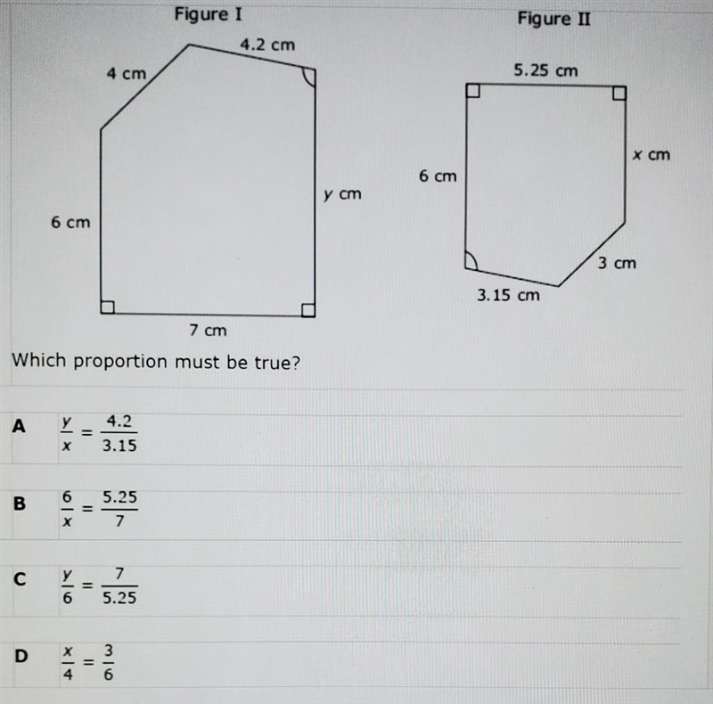 Figure I and figure II are similar Pentagon's. which proportion must be true and why-example-1