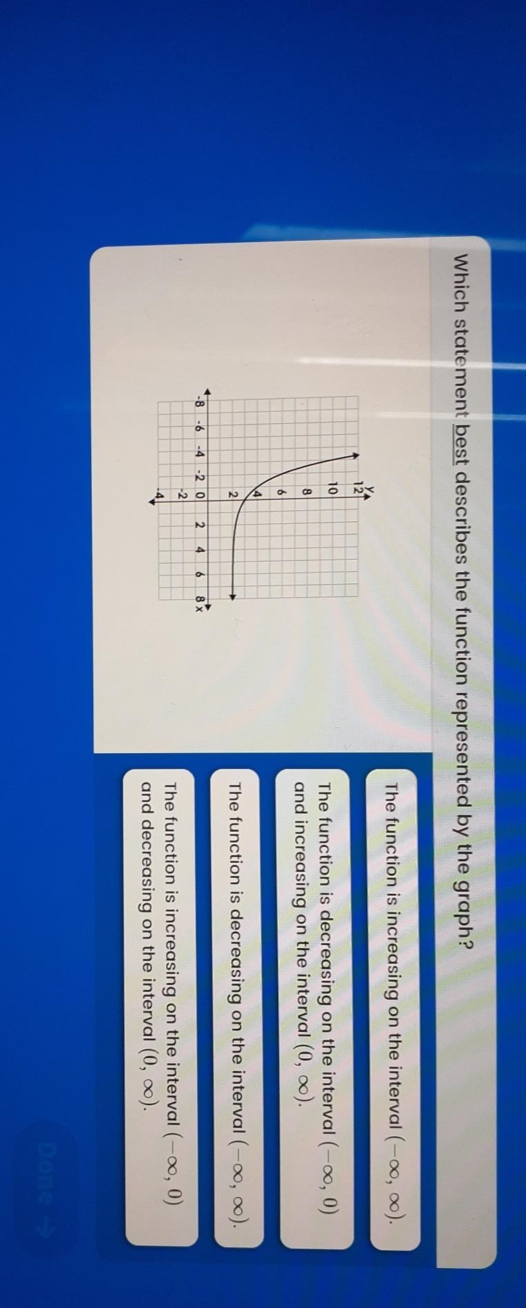 Which statement best describes the function represented by the graph? The function-example-1