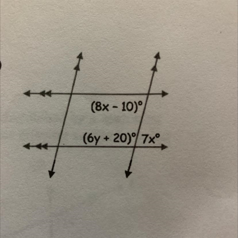 22) Find x and y in each figure.-example-1